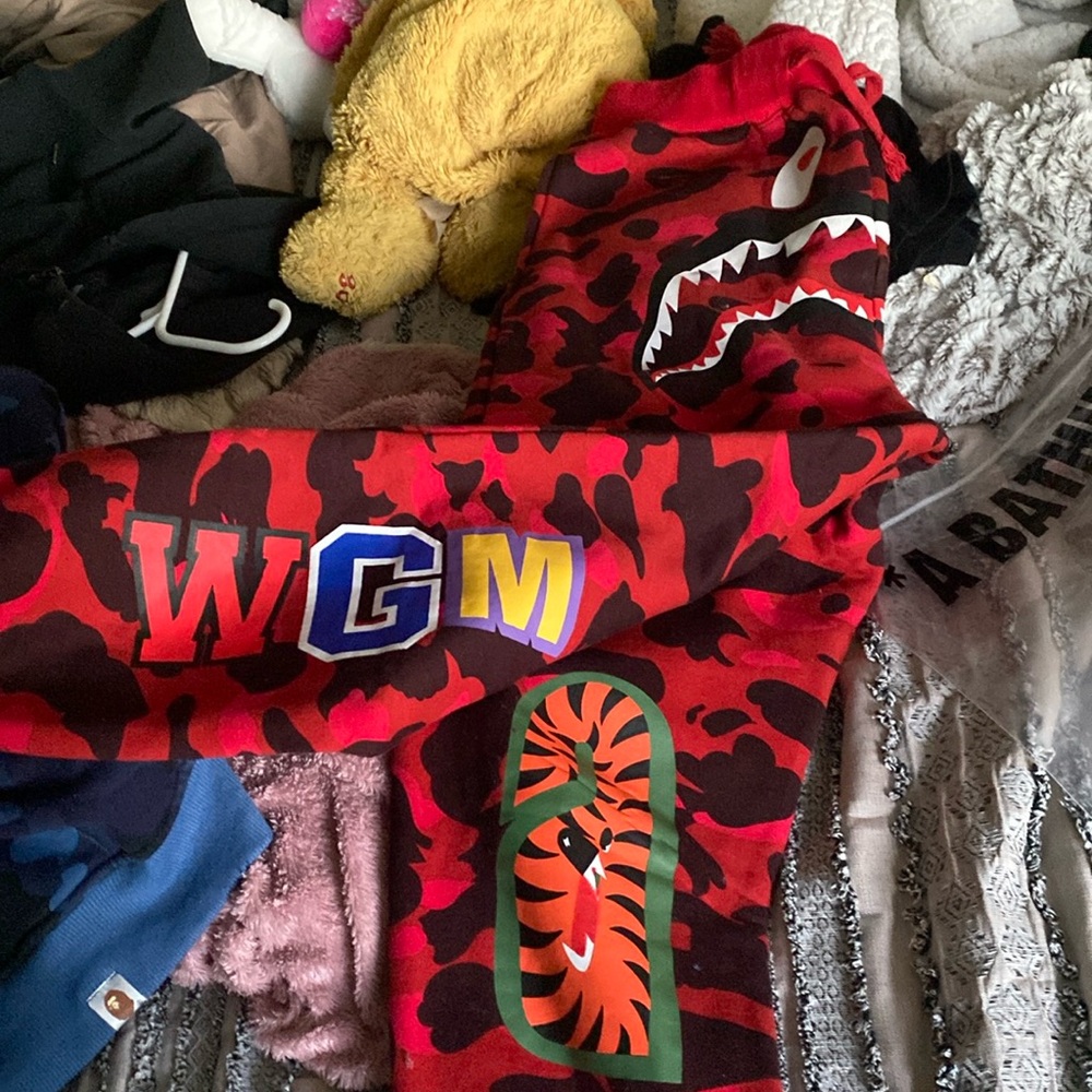 Red bape pants